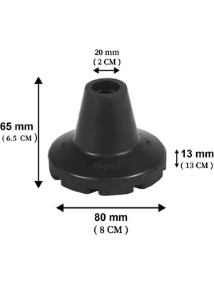 Ekstra Geniş Tabanlı Kaydırmaz Kauçuk Koltuk Değneği / Baston Lastiği (2 Cm)