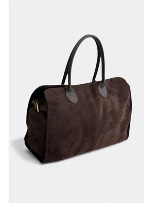 MİALES  %100 Hakiki Süet Deri Fermuar Kapama ve Iç Cep Detaylı Kadın Omuz Çantası