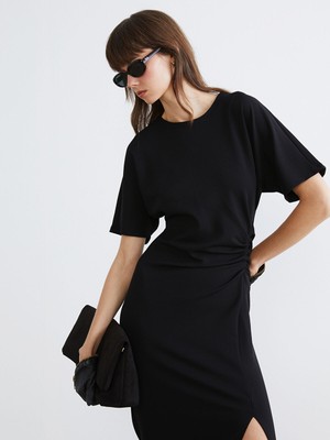 Lc Waikiki Yeni Sezon Bisiklet Yaka Büzgülü Krep Elbise