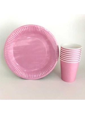 Zenviva Pembe 16 Adet Tabak ve 16 Adet Pembe Bardak