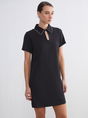 Lc Waikiki Yeni Sezon Gömlek Yaka Taşlı Mini Elbise