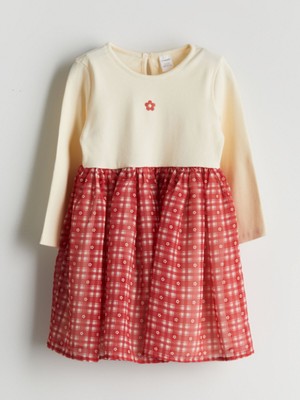 Lc Waikiki Yeni Sezon Bisiklet Yaka Çiçekli Kız Çocuk Kaşkorse Elbise