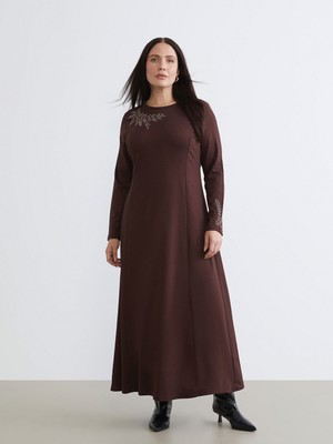 Lc Waikiki Yeni Sezon Bisiklet Yaka A Kesim Çiçek Nakışlı Elbise