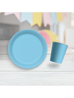 Zenviva  8 Adet Mavi Tabak, 8 Adet Mavi Bardak