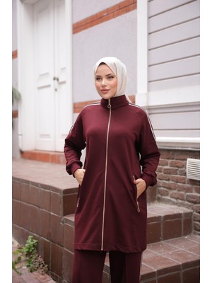 MİMİ LUXURY WEAR Kadın Tesettür Eşofman Takımı Fermuarlı & Alt Üst Takım  519