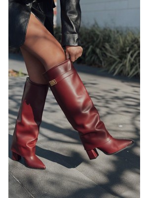 I Love Shoes Savira Kadın Çizme Bordo Mat Deri