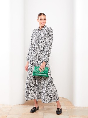 Lc Waikiki Yeni Sezon Gömlek Yaka Çiçekli Uzun Kollu Kadın Elbise