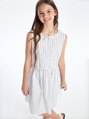 Lc Waikiki Yeni Sezon Bisiklet Yaka Çizgili Kız Çocuk Elbise