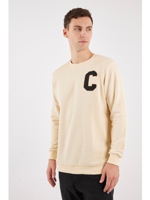 The Crow Boston Kırık Beyaz O-Yaka Sweatshırt