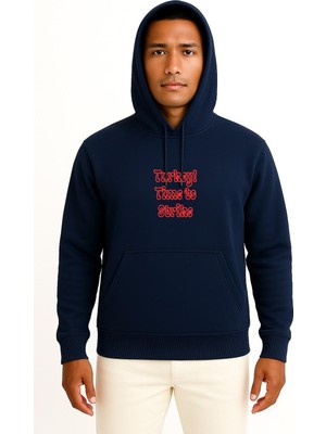 Bahriyeli Collection Kapüşonlu Turkey Time To Strike Anime Göğüs Baskılı Unisex Sweatshirt