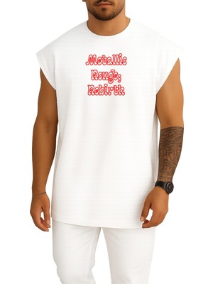 Bahriyeli Collection Oversize Metallic Rouge Rebirth Anime Göğüs Baskılı Atlet