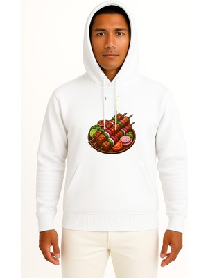 Bahriyeli Collection Kapüşonlu Çöp Şiş Tavuk Şiş Izgara Göğüs Baskılı Unisex Sweatshirt