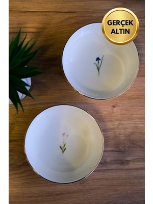 Tabak Evi Porselen Natura Karma Altın Yaldızlı Kase 13,50X4CM 460CC 2 Parça