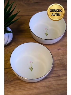 Tabak Evi Porselen Natura Çuha Altın Yaldızlı Kase 13,50X4CM 460CC 2 Li