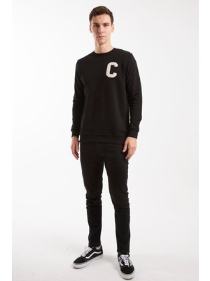 The Crow Boston Siyah O-Yaka Sweatshırt