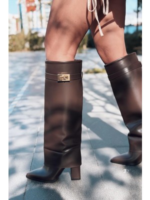 I Love Shoes Savira Kadın Çizme Acıkahve Mat Deri