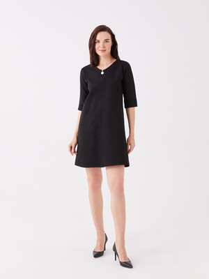 Lc Waikiki Yeni Sezon V Yaka Düz Kısa Kollu Elbise