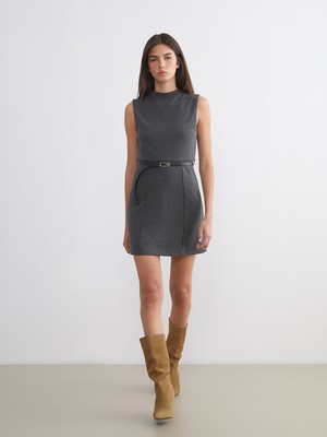 Lc Waikiki Yeni Sezon Bisiklet Yaka Beli Kemerli A Kesim Elbise