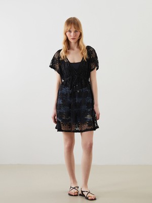 Lc Waikiki Yeni Sezon Kruvaze Yaka Dantelli Kadın Plaj Elbisesi