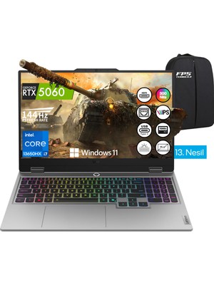 Lenovo Loq 15IRX10 İ7-13650HX RTX5060 100W 16GB Ram 4tb SSD 15.6" Fhd IPS 144Hz W11  Taşınabilir Bilgisayar