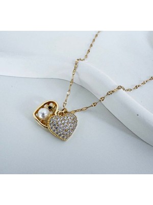 Kalpli Ikili Tarz Kolye Kararmaz Çelik