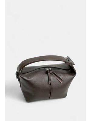 MİALES %100 Hakiki Deri Çift Fermuarlı Kadın El ve Omuz Çantası