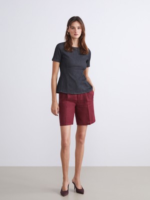 Lc Waikiki Yeni Sezon Loose Fit %100 Keten Kadın Pileli Şort