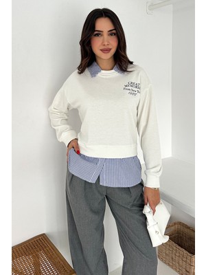 Noa Noa Kadın Gömlek Detaylı Baskılı Sweatshirt – Serene Layer