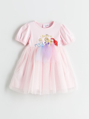 Lc Waikiki Yeni Sezon Cinderella Aurora ve Ariel Baskılı Kız Çocuk Elbise