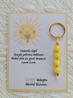 İ&DBABY 72 Adet Özel Tasarım Güneş ve Sarı Anahtarlık Hastane Yeni Doğan 40 Mevlidi Dağıtmalık Hediyelik