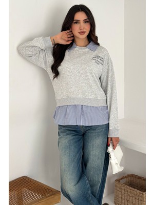 Noa Noa Kadın Gömlek Detaylı Baskılı Sweatshirt – Serene Layer