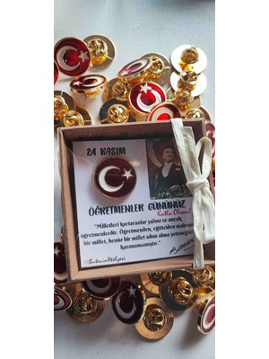 Butenin Atölyesi Öğretmenler Günü Hediyesi, Türk Bayrağı Yuvarlak Yaka Rozeti