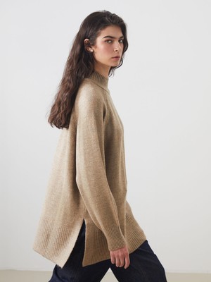 Lc Waikiki Yeni Sezon Dik Yaka Oversize Kadın Triko Tunik