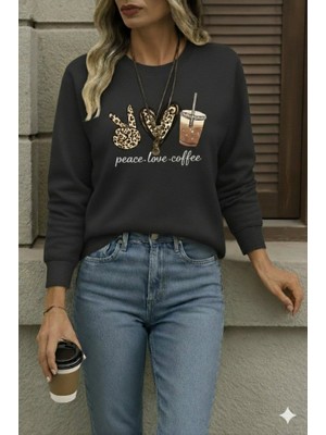 Tua Moda Kadın Uzun Kollu Bisiklet Yaka Kalp Desenli Viskon Iki Iplik Bluz