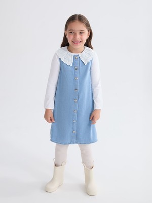 Lc Waikiki Yeni Sezon Bebe Yaka Kız Çocuk Jean Elbise