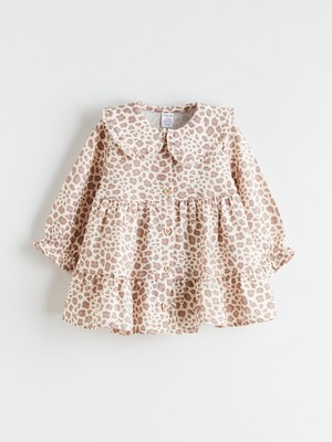 Lc Waikiki Yeni Sezon Bebe Yaka Fırfırlı Kız Bebek Elbise