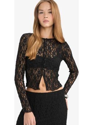 DeFacto Fitted Bisiklet Yaka Dantel Hırka G3141AX25AU