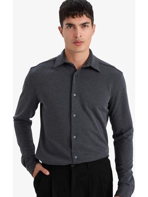DeFacto Modern Fit Polo Yaka Pike Uzun Kollu Gömlek F0330AX25AU