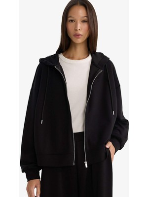 DeFacto Relax Fit Kapüşonlu Fermuarlı Sweatshirt G4760AX25WN