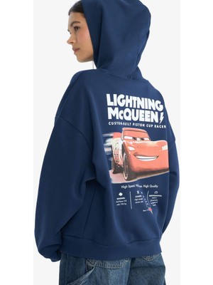 DeFacto Cars Oversize Geniş Kalıp Kapüşonlu Sırt Baskılı Sweatshirt F9167AX25WN
