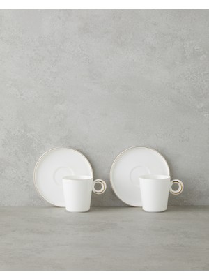 English Home Eclipsed Porselen 4 Parça 2 Kişilik Kahve Fincan Takımı 85 ml Beyaz-Gold