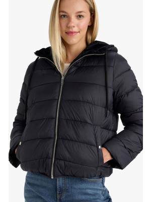 DeFacto Su Geçirmez Regular Fit Kapüşonlu Suni Kürk Astarlı Mont F2145AX25WN