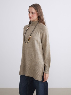 Lc Waikiki Yeni Sezon Dik Yaka Oversize Kadın Triko Tunik