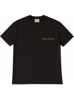 Tesbihane Kişiye Özel Nakışlı Yakası Biyeli Kısa Kollu Bisiklet Yaka Premium Füme Oversize Tişört 2xl