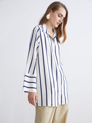 Lc Waikiki Yeni Sezon Çizgili Kadın Gömlek Tunik