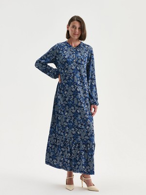 Lc Waikiki Yeni Sezon Büyük Beden Bisiklet Yaka Çiçekli A Kesim Elbise