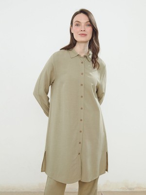 Lc Waikiki Yeni Sezon Keten Karışımlı Kadın Gömlek Tunik