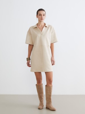 Lc Waikiki Yeni Sezon Gömlek Yaka Süet Mini Elbise