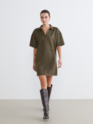 Lc Waikiki Yeni Sezon Gömlek Yaka Süet Mini Elbise