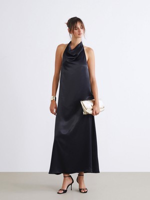 Lc Waikiki Yeni Sezon Halter Yaka Saten Abiye Elbise